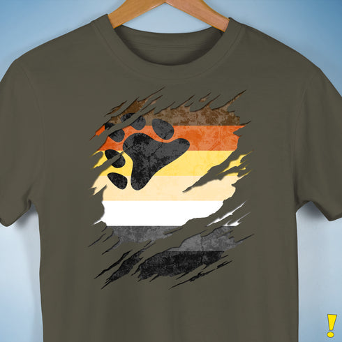 Bear Pride Flag Ripped Reveal Premium Unisex T-Shirt - Army